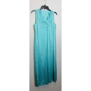 Vintage Vanity Fair Nylon Night Gown Chemise Green Sleeveless Size Small 70s 80s